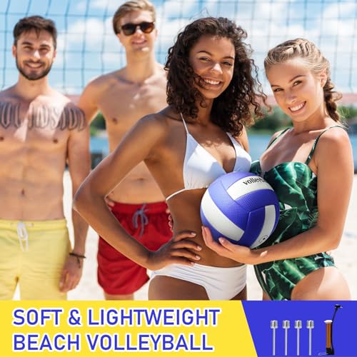 Soulchen 4 Pack Volleyball Official Size 5 Soft Official Volleyballs Kits with Pump Needles Mesh Bag Beginners Training Eq...