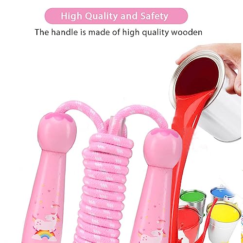 Jump Rope for Kids, Adjustable Toddler Jump Rope with Wooden Handle and Cotton Rope, Cute Skipping Rope for Boys and Girls...
