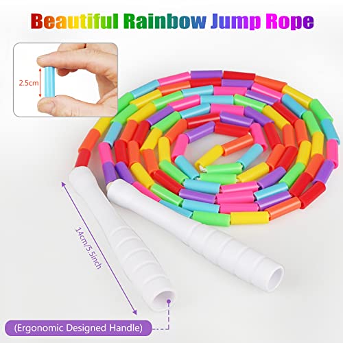 Fezog 2 Pack Rainbow Beaded Kids Jump Rope, Segmented Skipping Rope for Kids Adults, Tangle-Free Rope Skipping Child Jump ...