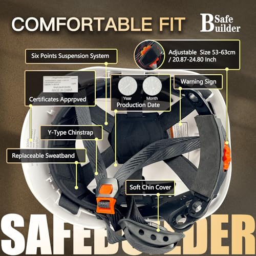 Construction Safety Helmet ABS Hard Hat Adjustable Ventilation System Hardhats Industrial Work Head Protection for Men Cer...