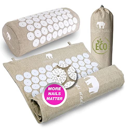 Bed of Nails The Comfortable ECO Acupressure Travel Mat and Pillow Acupressure Set - Premium Acupuncture Mat for Back Pain...