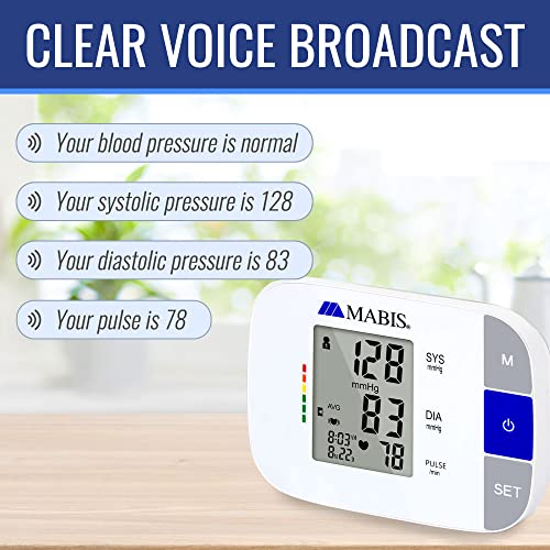 MABIS Universal Talking Blood Pressure Monitor, Upper Arm, Irregular Heartbeat Detection, 396-Reading Memory Storage for 4...