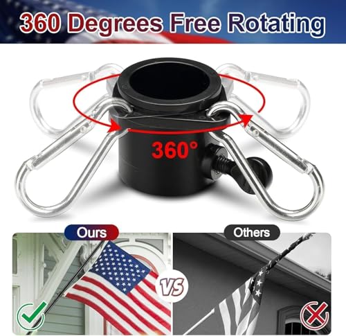 Barcetine Black Flag Poles for Outside House - 5ft Tangle Free Flag Pole for House,Heavy Duty Metal Flagpole,Outdoor Flagp...
