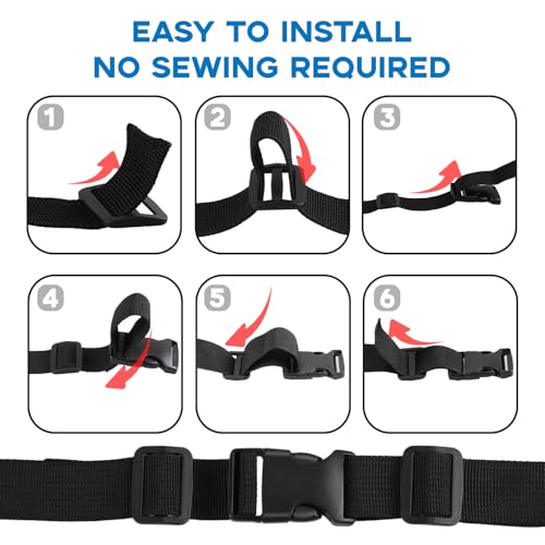 Strap and Buckles kit - 18 ft Nylon Webbing 1 inch wide, 8 Pack Quick Release Buckle, 16 pieces Tri-Glide Slide Clips, Bla...