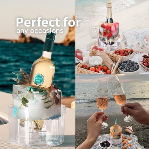Ice Molds, Ice Bucket, Ice Mold Wine Bottle Chiller, DIY Champagne Cocktails Clear Bucket Freezer Chiller, Any Floral or F...