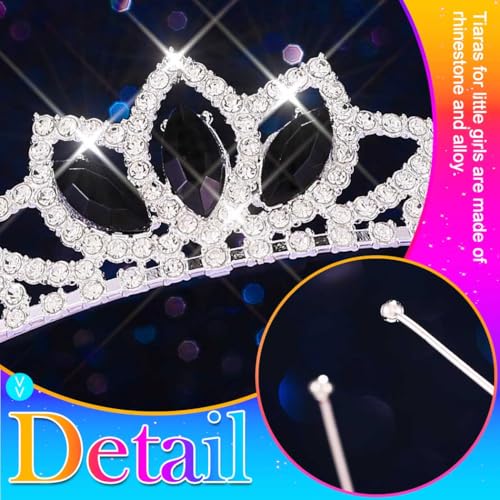 Kilshye Rhinestone Princess Tiara Silver Girls Tiaras Crystal Hair Accessories (Black)
