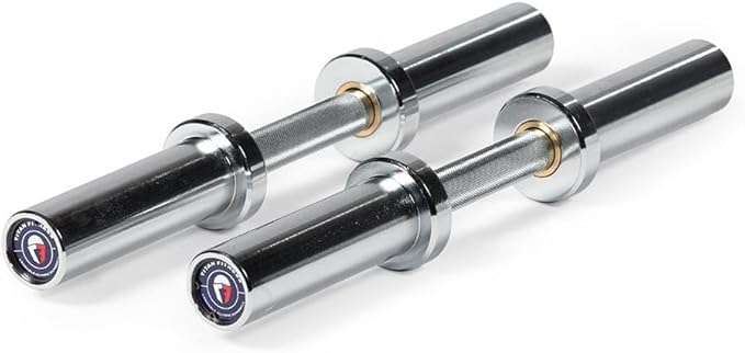 Titan Fitness Pair 20in Loadable Olympic Dumbbell Bars, 400 LB Capacity Each, Knurled Handles for Home Gym Strength Training