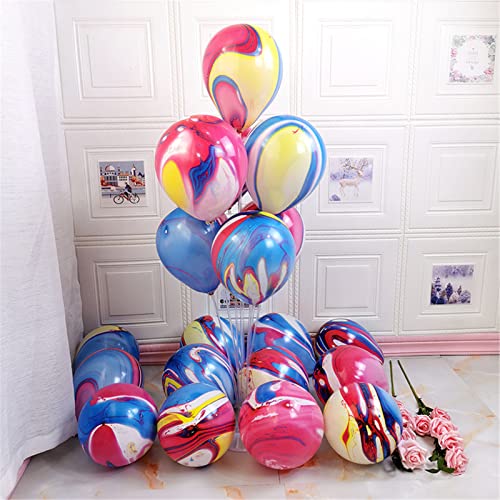 Rainbow Tie Dye Balloons 100PCS 12 Inch Agate Marble Latex Swirl Balloons For Tie Dye Birthday Party Supplies,Candyland,Ba...