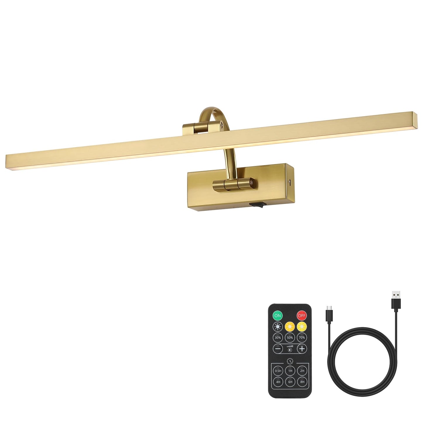 Wireless Picture Lights For Wall Battery Operated  Brass Art Lighting For discomfort-reducingtings Rechargeable Gallery Lights With Remote And Timer 3Cct Dimmable discomfort-reducingting Lights For Artwork Portrait 23.62 Inch