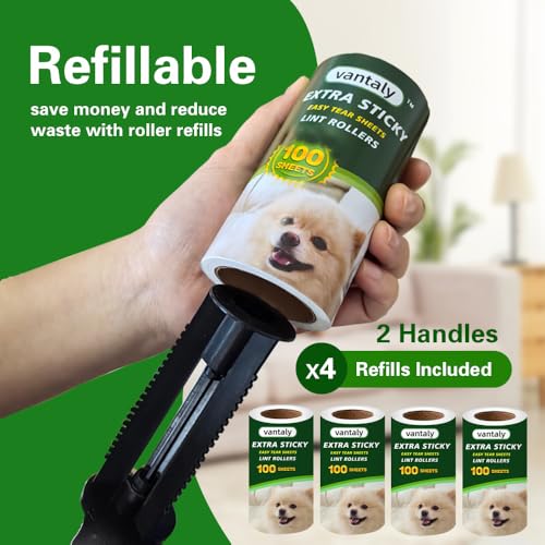 Lint Rollers for Pet Hair Extra Sticky, 600 Sheets Value Set Lint Roller with 2 Upgraded Handles, 6 Rollers Portable Pet L...