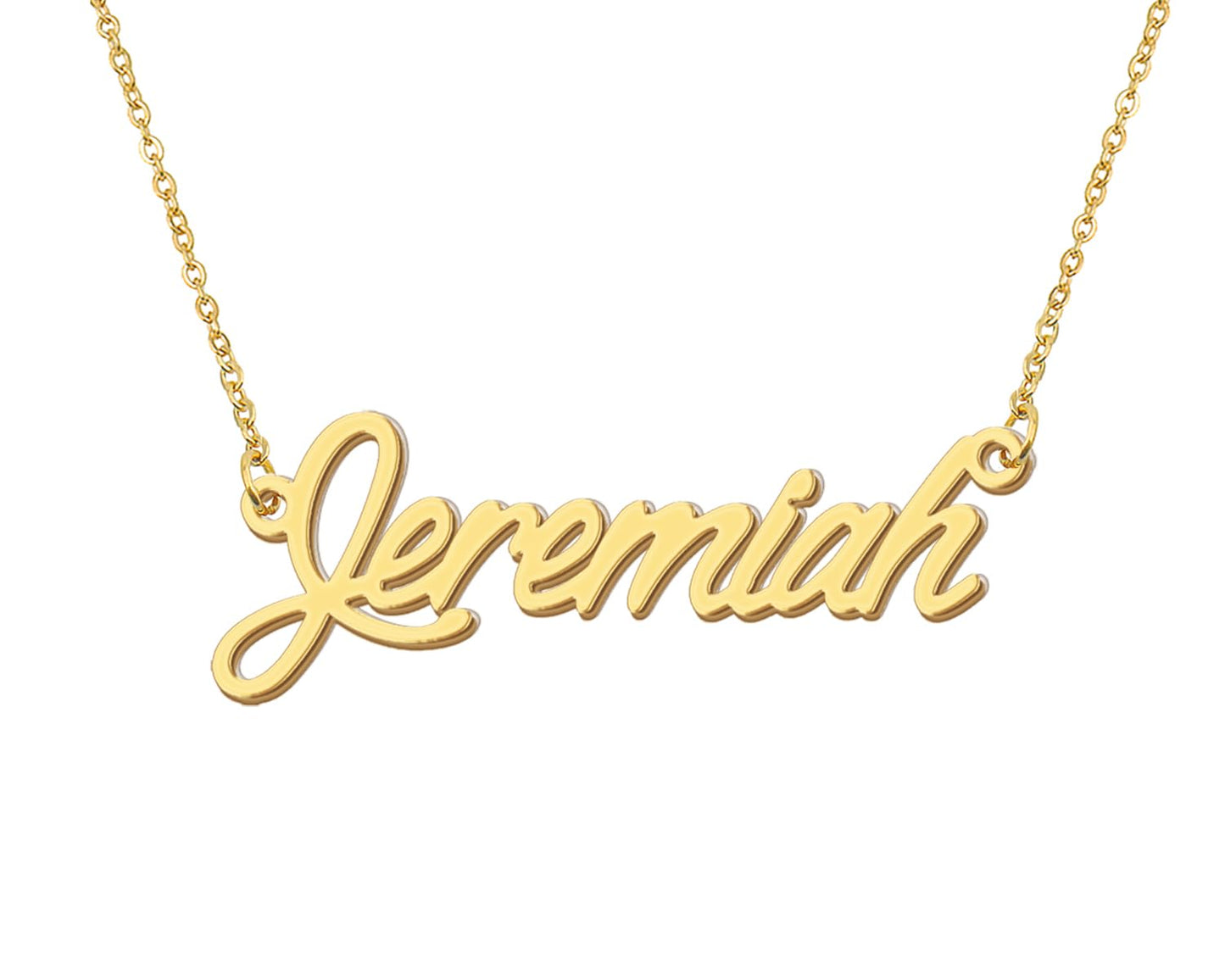 Aoloshow 18k Gold Plated Jeremiah Name Necklace Stainless Steel Womens Mens Nameplate Jewelry for Father