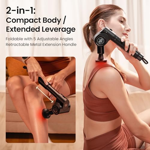 NAPRE Massage Gun with Heat,Deep Tissue Handheld Percussion Back Massager for Muscle/Neck/Body Pain Relief with Long Exten...