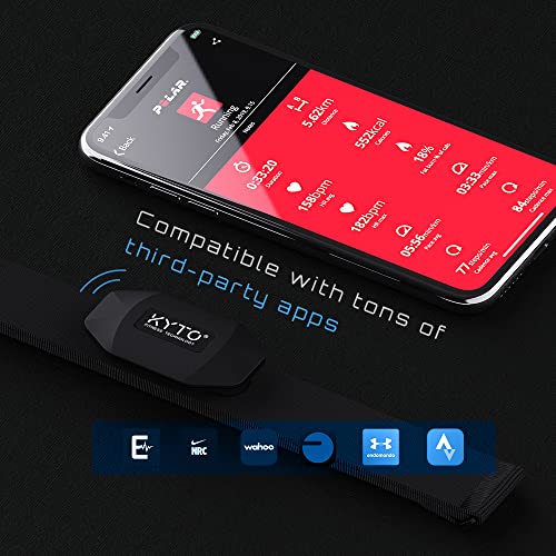KYTO Heart Rate Monitor Chest Strap - ANT+ & Dual Bluetooth 4.0 HR Sensor Compatible with Peloton, Zwift, Garmin, Strava, ...