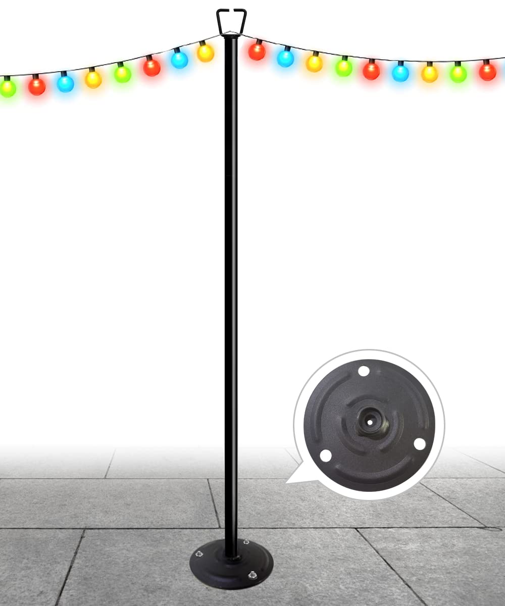 Queension 10Ft Ground Base String Light Poles For Outdoor String Lights For Garden  Backyard  Patio Lighting Stand For Parties  Bistro & Weddings  1 Pack