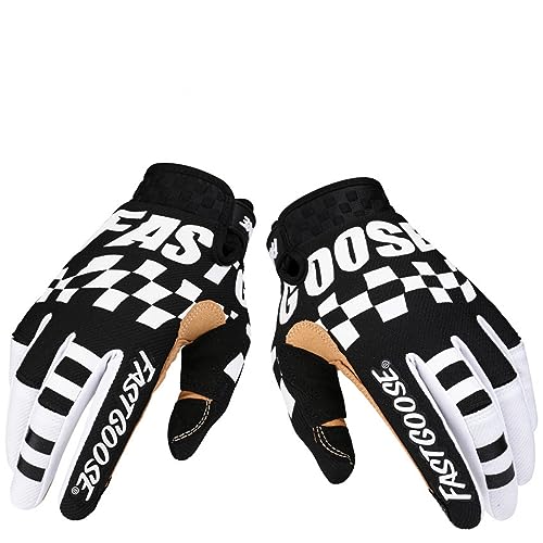 EXCEREY Square Grid MTB Cool Motorcycle Bicycle Full Finger Off-Road Racing Gloves Outdoor Sports for Men Women & Mountain...