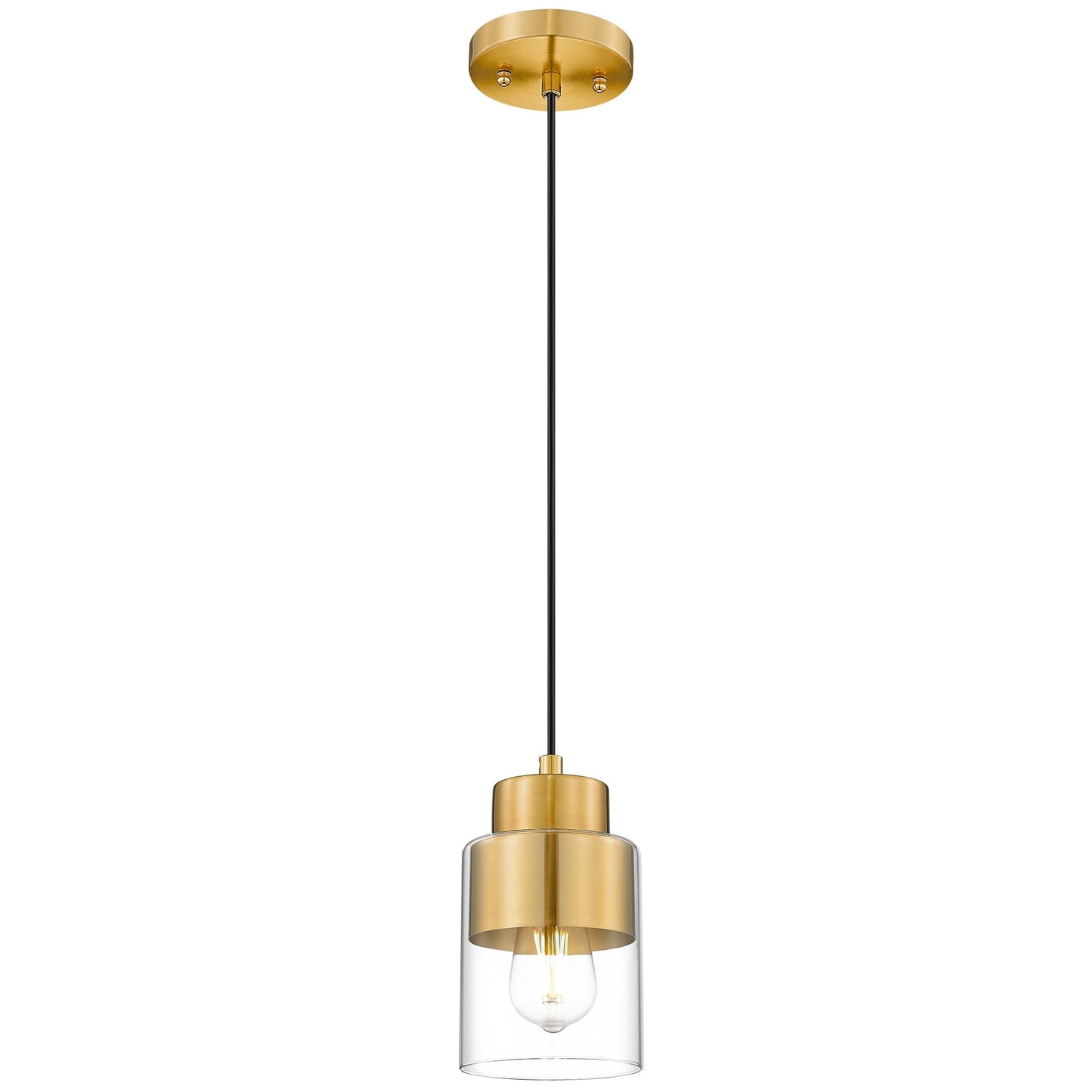 Audickic Gold Pendant Lights Kitchen Island  Dual Shade Hanging Lights Fixtures With Metal And Clear Glass  Modern Brass Kitchen Pendant Lighting Over Island For Dining Room  Ad-24022-1P-Gd