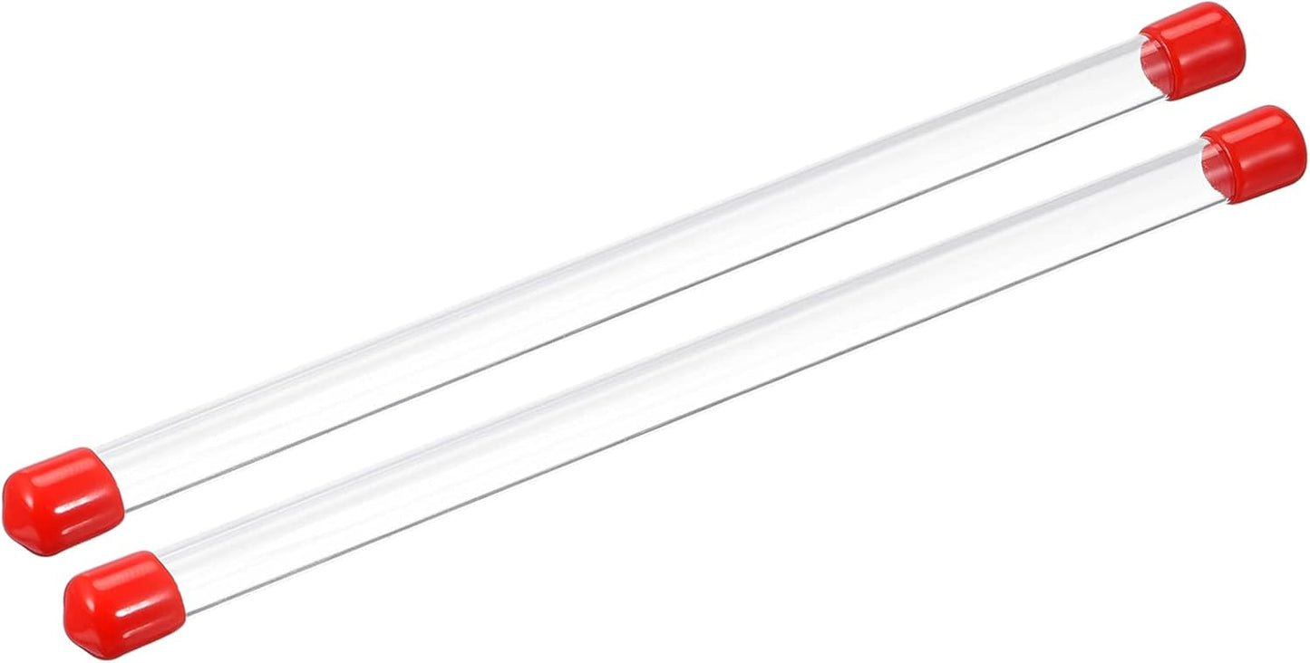 PATIKIL Clear Rigid Tube Round Plastic Tubing with Red Rubber Caps Polycarbonate Water Pipe, 305mm/ 12 Inch Length, 7mmx8mm/0.28"x0.31", 2 Set