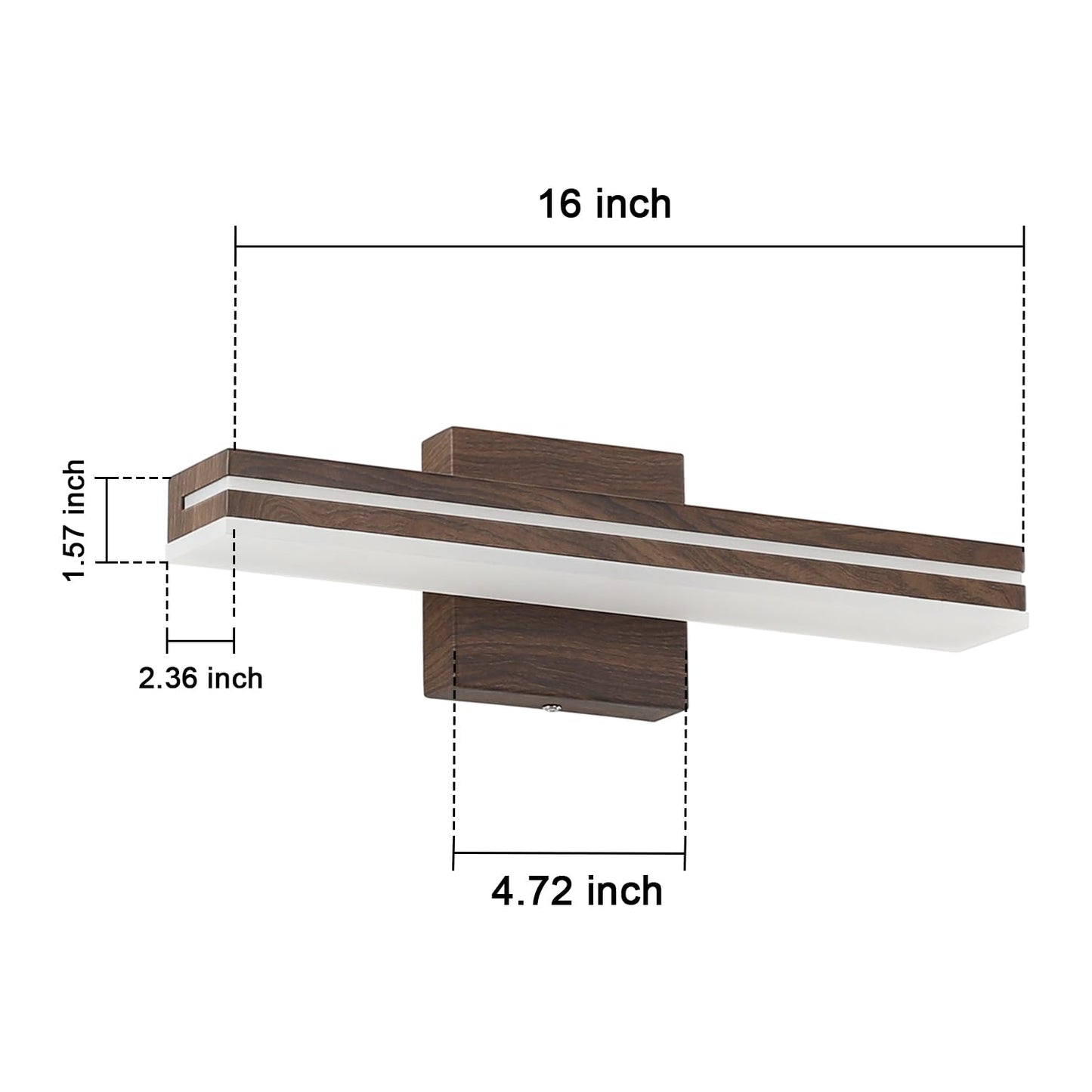 Sinerise 16-Inch Led Modern Bathroom Vanity Light Bar  Brown Modern Acrylic Bathroom Wall Lighting Fixtures Over Mirror (Cool White 6000K)