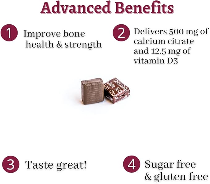 Bariatric Advantage Calcium Citrate Chewy Bites 500 mg - for Bariatric Surgery Patients - Vitamin D3 - Sugar-Free Chewable Calcium Supplement - Bariatric Chews - Chocolate Flavor - 90 Count