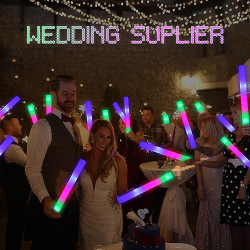 GalaGalore 100 Pcs18.5inch Foam Glow Sticks Bulk - 3 Modes Colorful Flashing Led Foam Sticks Glow in The Dark Party Suppli...