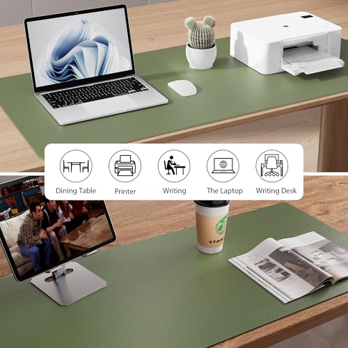 Aothia Desk Protector Mat, Mouse Pad, Non-Slip Waterproof PU Leather Desk Blotter, Laptop, Writing for Office and Home (2...