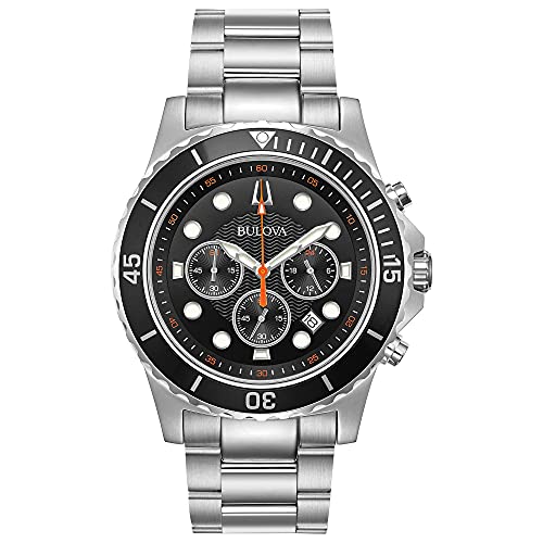 Bulova Men's Classic Sport 6-Hand Chronograph Quartz Watch, Calendar Date, Luminous Hands and Markers, 100M Water Resistan...