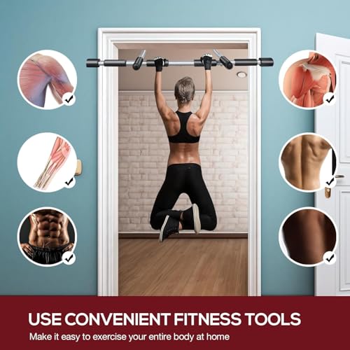 Upgrade Pull Up Bar for Doorway - Max Capacity 330 lbs, Portable Upper Body Workout Bar for Strength Training