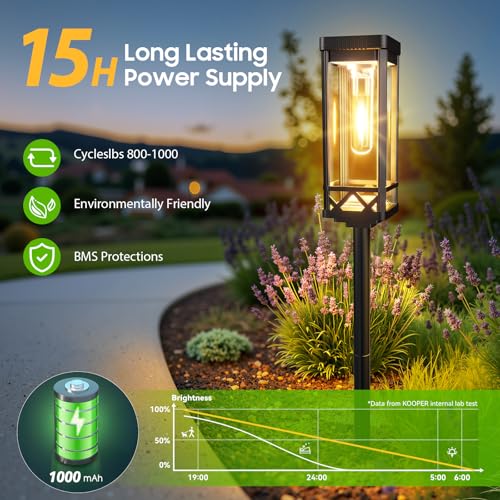 KOOPER Taller Solar Pathway Lights Outdoor, 8 Pack Upgraded Brighter Solar Garden Lights Solar Powered, Up To 15 Hours Out...
