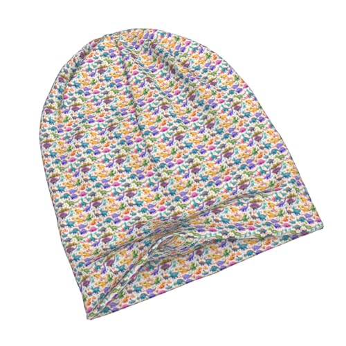 sackhg Many Colorful Cartoon Dinosaurs Print Winter Beanie Hat Men Women Soft Lightweight Thermal Cap for Outdoor Skiing Wear