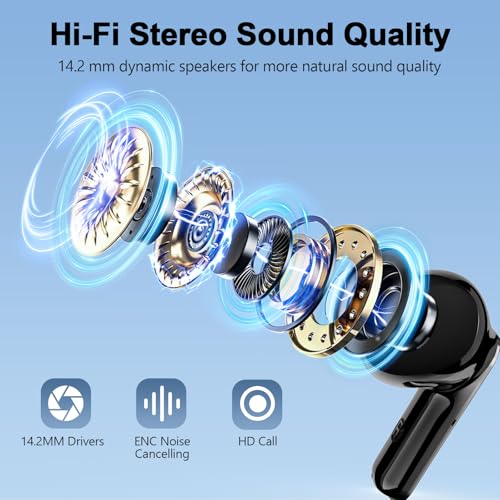 Wireless Earbuds, Bluetooth 5.3 Headphones LED Power Display, 2025 New Wireless Earphones, 4 ENC Noise Cancelling Mic, HiF...