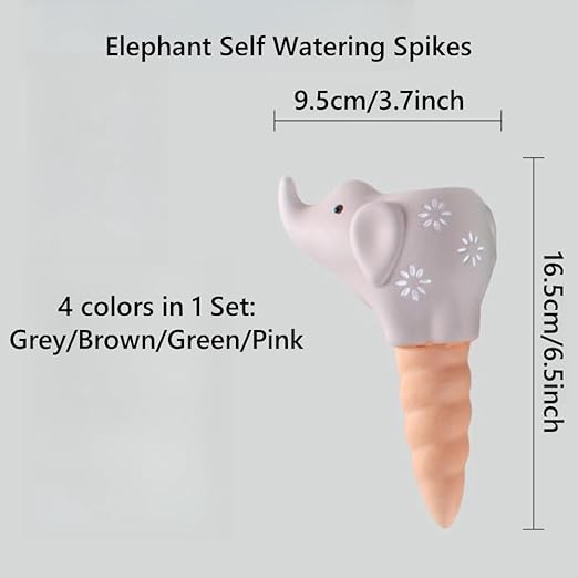 4 Pack Plant Watering Devices, Elephant Shape Terracotta Watering Spikes, Vacation Self Watering Planter Insert, Automatic Plant Waterer for Indoor Outdoor Plants