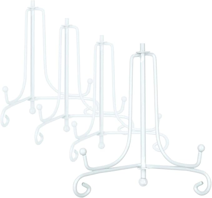 LIONWEI LIONWELI 4 Inch White Iron Plate Stand Holder Easel Display Stand for Plate?Picture?Photo and More,4 pcs.
