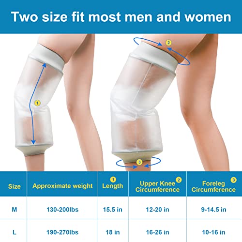 Divvsck Waterproof Knee Cast Cover for Shower,Watertight Cast Bag Covers- Shower Protector for Knee Replacement Surgery, W...