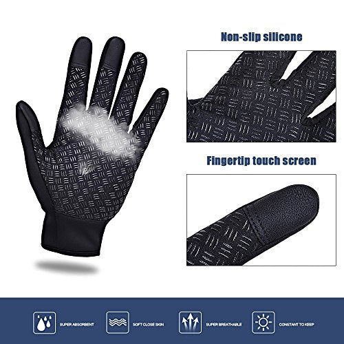 HKXY Bicycle Motorcycle Waterproof Gloves Outdoor Sport Warm Windproof Thermal Touch Gloves Riding Running Bike Cycling Gl...