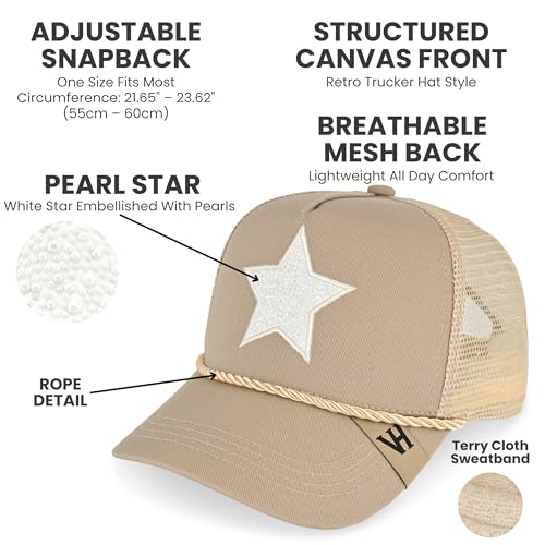 VINTAGE HAVANA Trucker Hats Women | Mesh Adjustable Snapback Hat | Men & Women Cute Trendy Fashion Baseball Cap