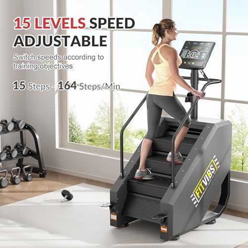 Fitvids Stair Stepper Machine, Commercial Grade Stair Climber with 15 Resistance Levels, Continuous Stair Stepping Machine...