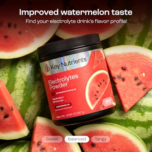 KEY NUTRIENTS Multivitamin Electrolytes Powder No Sugar for Recovery - Refreshing Watermelon Electrolyte Powder - Hydratio...