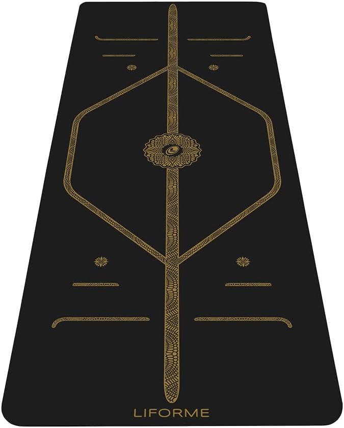 Liforme Printed Yoga Mat Collection - Free Yoga Bag Included - Patented Alignment System, Warrior-like Grip, Non-Slip, Ec...