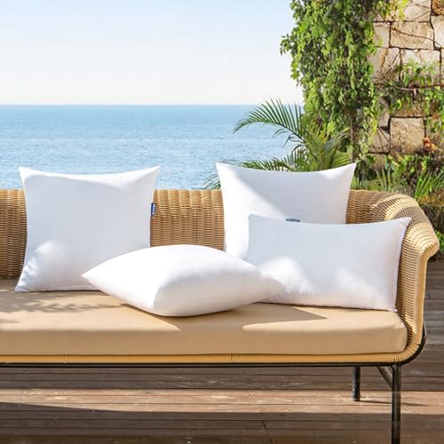 MIULEE Pack of 2 18x18 Outdoor Pillow Inserts, Outdoor Throw Pillows Water-Resistant Decorative Premium Square Pillow Stuf...