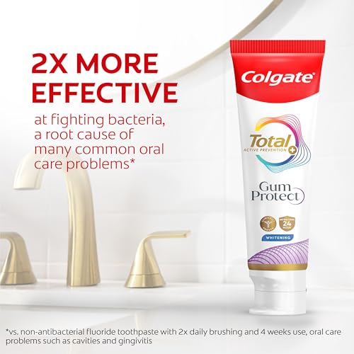 Colgate Total Active Prevention Gum Protect Whitening Toothpaste, 3 Pack, SLS Free Gingivitis Toothpaste for Bleeding Gum...