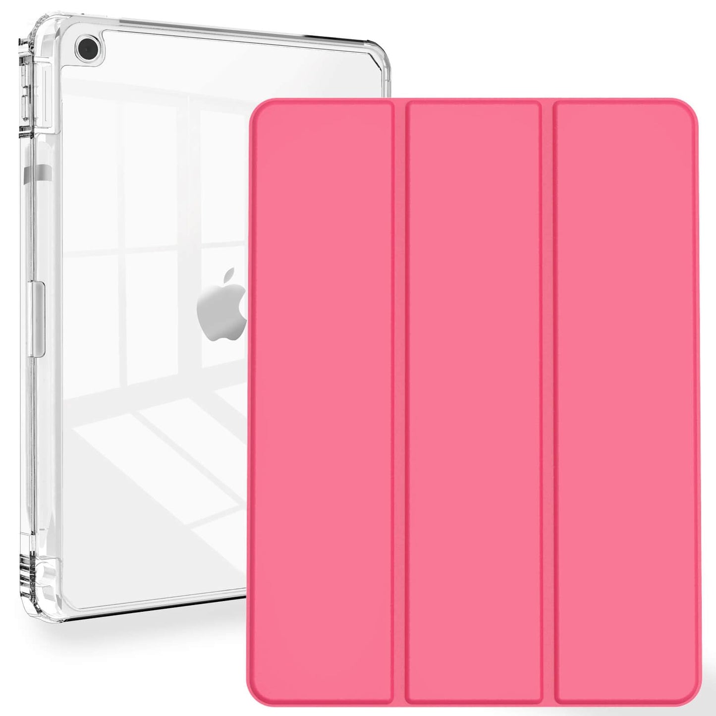 Feams Case For Ipad 9Th/8Th/7Th Generation 10.2 Inch Case, Trifold Ipad 10.2 Case Transparent Back Clear Cover With Pencil Holde