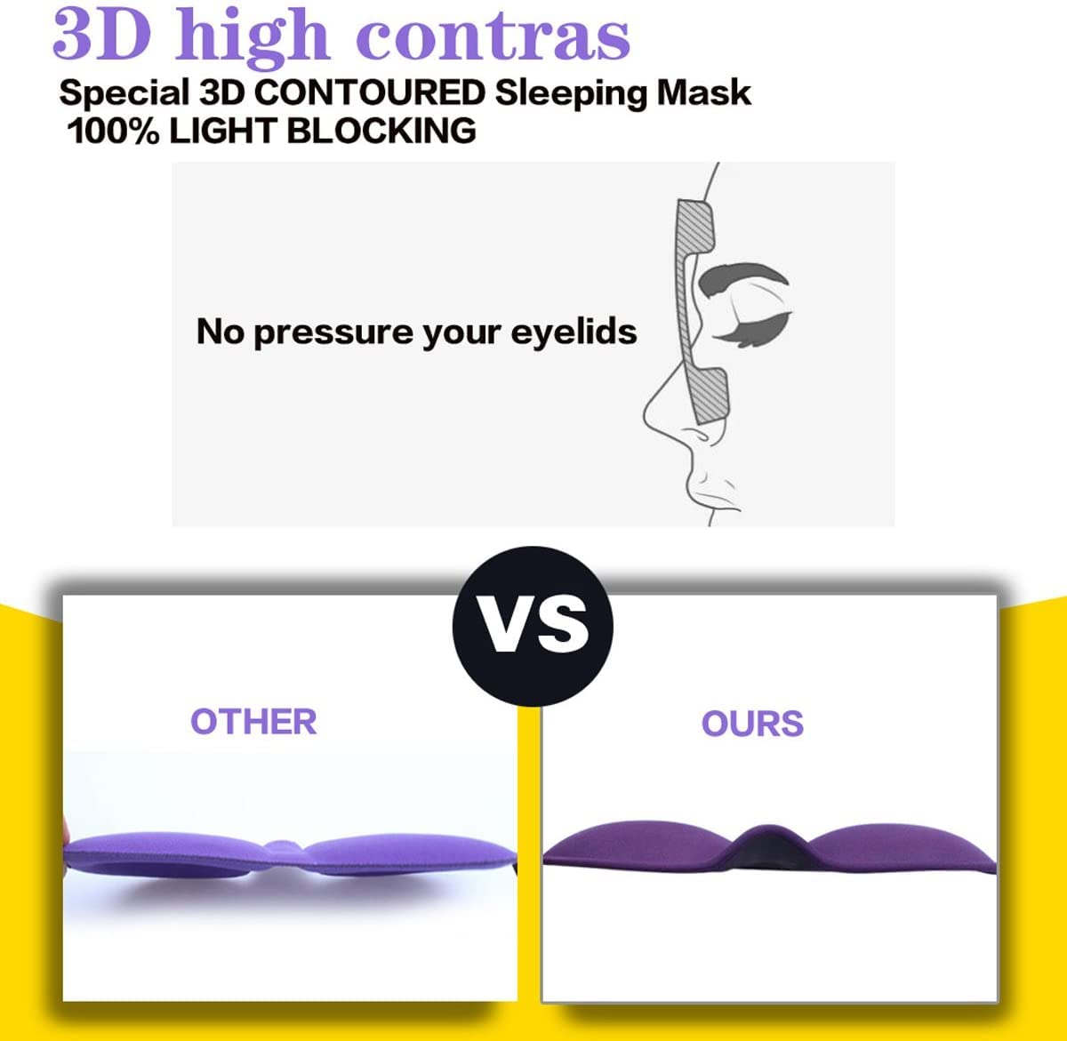 REEBENT 3D Eye mask for Sleeping,Machine Washable, Sleep Mask for Women, Blinder Blindfold Airplane (Black+Black)