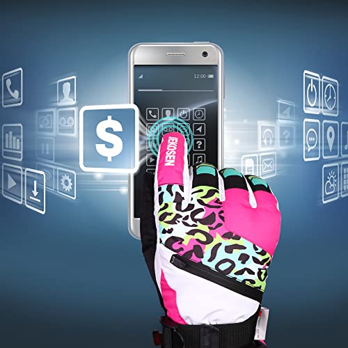 JEKOSEN Ski Gloves Mens Womens Waterproof Touchscreen Snowboard Gloves Snow Winter