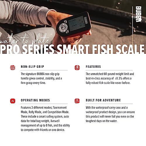 BUBBA Pro Series Smart Fish Scale - Tournament Fishing Tool with Bluetooth & Rechargeable Battery - 3 Modes, Digital Color...