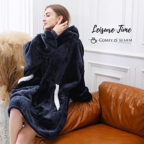 Kipswiza Oversized Wearable Blanket Hoodie Gifts for Women and Men, Cozy Warm Sherpa Big Hooded Blankets Sweatshirt for Fa...