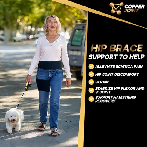 CopperJoint Hip Brace for Women & Men, Adjustable Hip and Thigh Compression Wrap, Left or Right Wear, Groin, Hamstring and...
