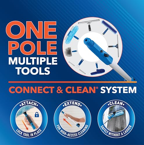 Unger Professional Connect & Clean 3’-6’ Aluminum Telescopic Extension Pole with Locking Cone & Quick-Flip Clamp – Compati...