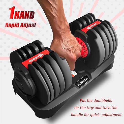 HAKENO 15 Weight in 1 Adjustable Dumbbell 53LB with Fast Automatic Adjustable and Weight Plate for Body Workout Home Gym （...