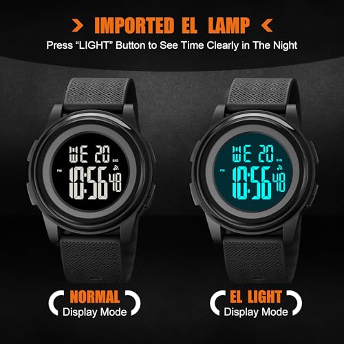 OLAZONE Digital Watches Men Ultra-Thin Minimalist Sports Waterproof with Wide-Angle Display Rubber Strap Wrist Watch for Men