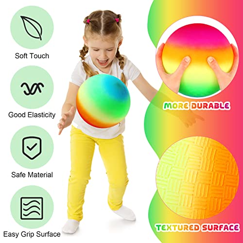 Vinsot 12 Pack 8.5 Inch Playground Balls Kickball Bulk, Bouncy Balls for Kids Inflatable Bouncing Handball with Hand Pump ...